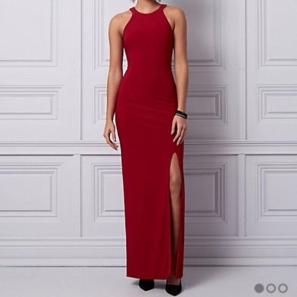NWT ORIGINAL Le Chateau maxi floor red rouge formal dress gown robe summer - Picture 1 of 6